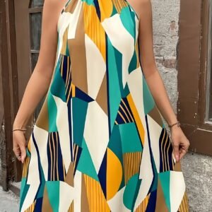 Elegant Off-Shoulder Geometric Dress