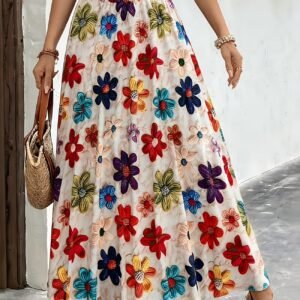 Women's Elegant Floral Print Midi Skirt